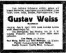 Gustav Weiss, Todesanzeige