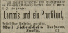 Adolf Siebenschein, wanted ad in Brünner Zeitung