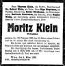 Moritz Klein, died Vienna 1925