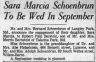Sara Marcia Schoenbrun to be Wed in September, Wilkes-Barre Times Leader